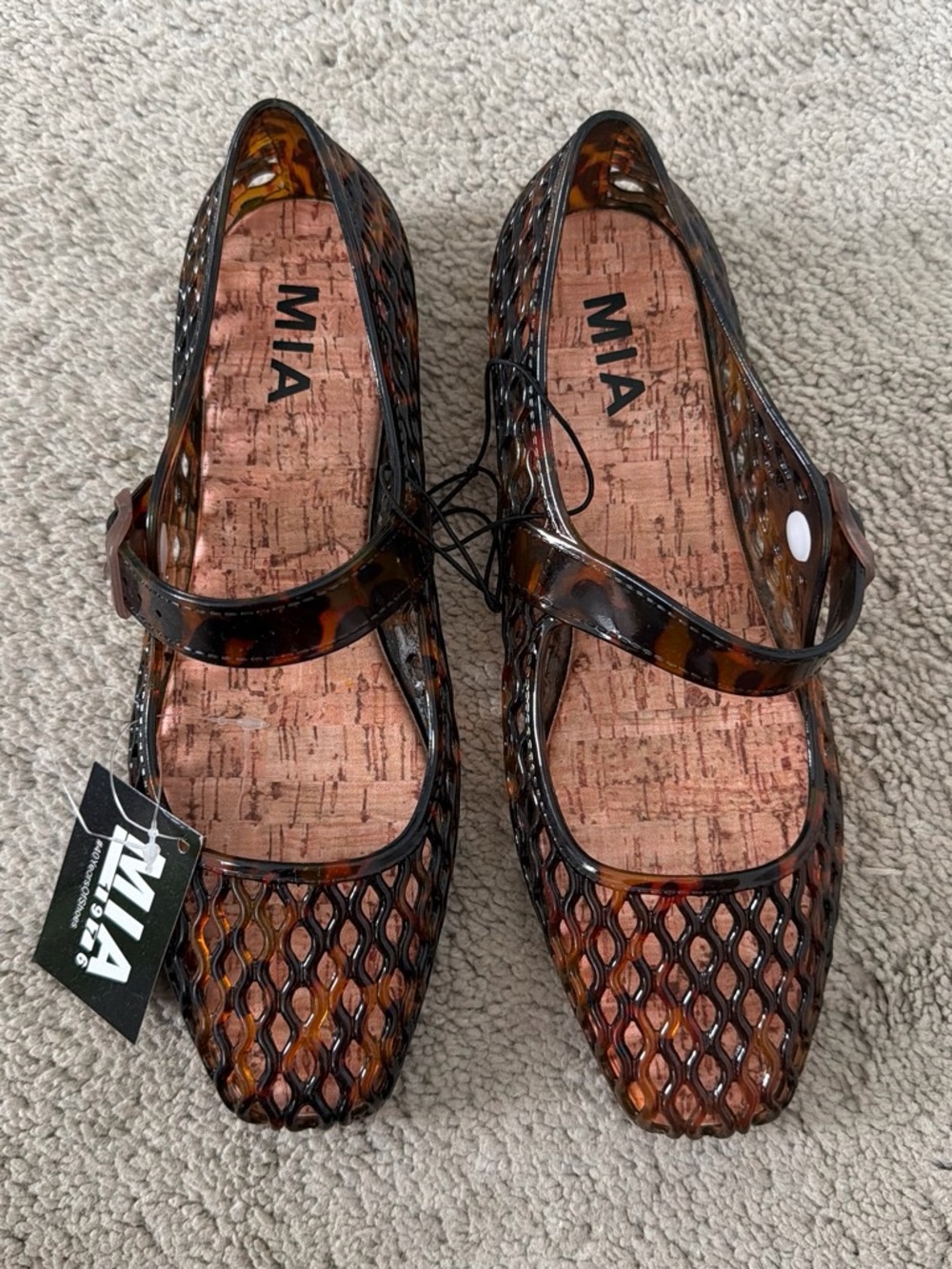 MIA Tortoiseshell Jelly Mary Jane Flats - Tortoise Brown